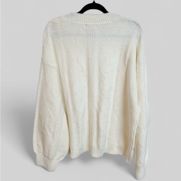 Pink Lily Floral Embroidered Button Up Bohemian Cardigan Cream Size 2X - Picture 3 of 9